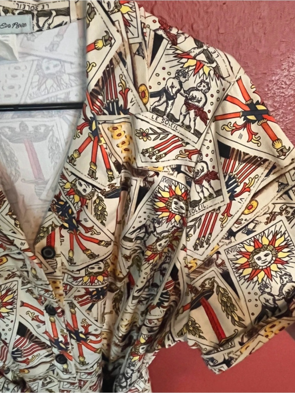Tarot card print Tie-Waist Short Sleeve Dress - Picture 2 of 3